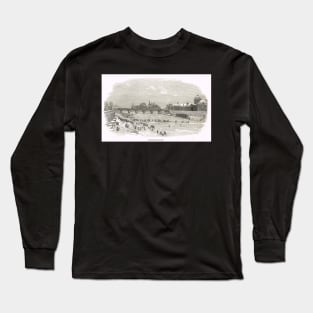 River Seine frozen in Paris France 1854 Long Sleeve T-Shirt